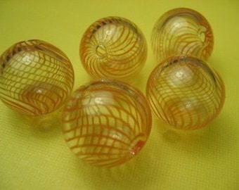 4 Pink Hand Blown Glass Beads