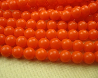 Vintage Strand Orange Round Lucite Beads 8mm