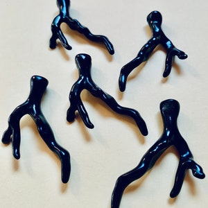 Large Faux Black Coral Shape Pendant Beads 2pcs 1.5 Inch