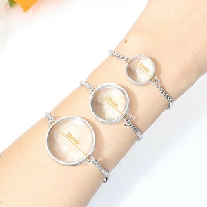 Locket Bracelet Stainless Steel Twist Screw Plain Double Curved Glass Locket Adjustable Bracelet 28mm