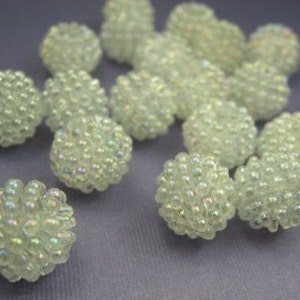 6 Vintage Large White Berry Lucite Beads