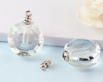 Glass Faceted Crystal Vial perfume bottle fashion necklace jewelry pendant charms Fashion Jewelry