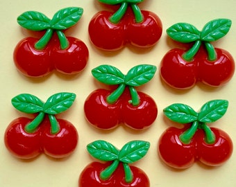 10 Cherry Fruit Medium Size Cabochons Flat Back medium size 20mm