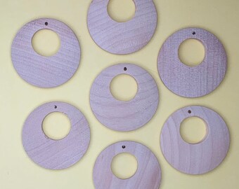 6 Medium Size Wood Hoop Blank Earring Pendant Bead 1 1/2 Inch