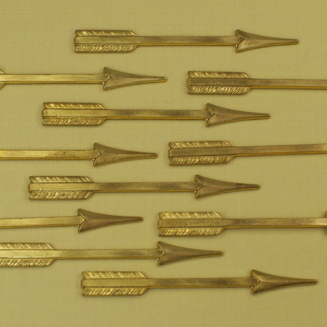 10 Large Vintage Brass Arrow Charms Etsy