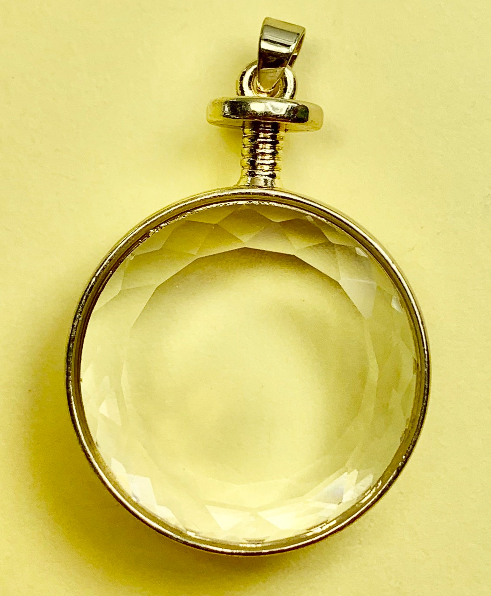 Glass Locket Round Gold Pendant Large 33mm Etsy