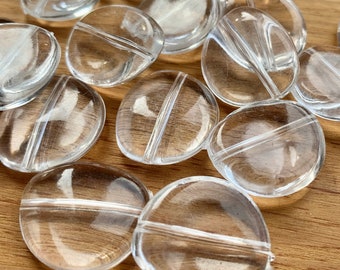 6 Vintage Clear Lucite Beads 22mm x 20mm Hole Runs Through Center for Jewelry Making Light Weight DIY