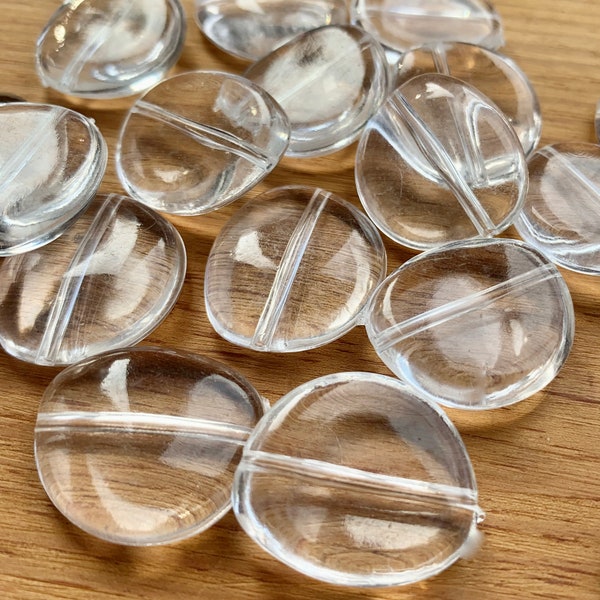 6 Vintage Clear Lucite Beads 22mm x 20mm Hole Runs Through Center for Jewelry Making Light Weight DIY