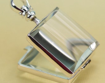 Glass Locket Square Bubble Hinge Picture Silver Pendant