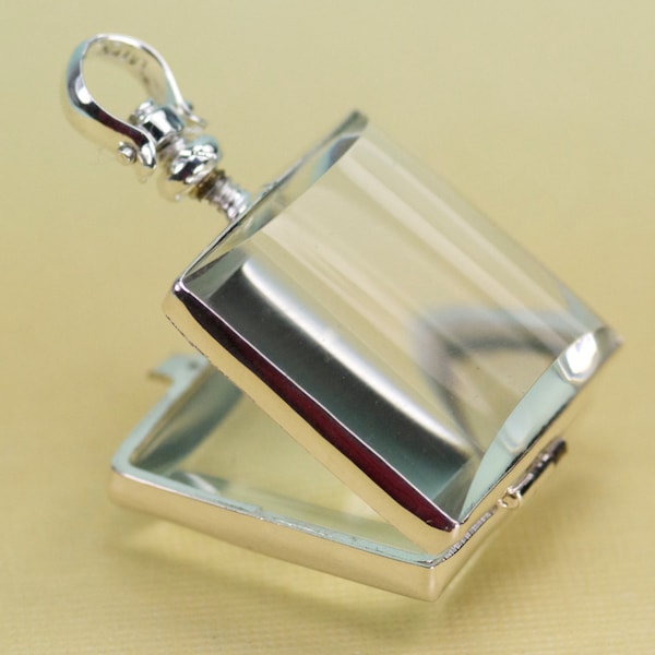 Glass Locket Square Bubble Hinge Picture Silver Pendant