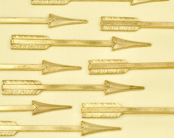 6 Large Vintage Brass Arrow Charms 2.5 Inch High Quality