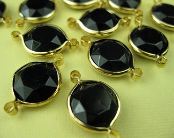 10 Vintage Lucite Black Round Connector Channel Charm Beads 12mm