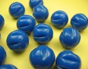 8 Vintage Large Blue Celluloid Beads