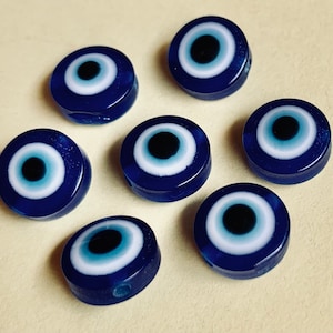 6 Evil Eye Beads Resin for Jewelry Making DIY Project 10mm