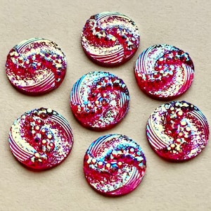 6 rode cabochons cabochon met platte achterkant 10 mm AB-hars