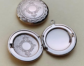 6 Round Lockets Gold Brass Round 23mm Floral Locket for Jewelry Making Charms Pendants Photo #9