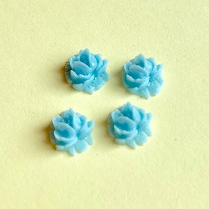 6 Small Vintage Blue Rose Cabochons 6mm