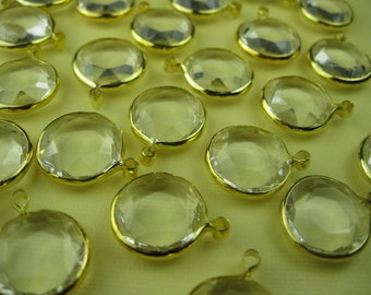 6 Lucite Clear Round Channel Charm Beads 20mm Dime Size