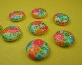 10 Vintage Flower Cabochon 12mm Flat Back Perfect post earring making