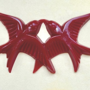1 Large Red Large Kissing Love Bird Sparrow Pendant Bead 70mm #293