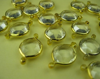 6 Vintage Clear Lucite Round Connector Channel Beads 16mm