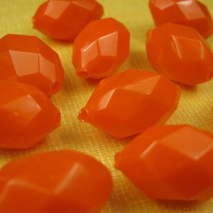 6 Vintage Orange Hollow Glass Beads - 1930s 20mm RARE
