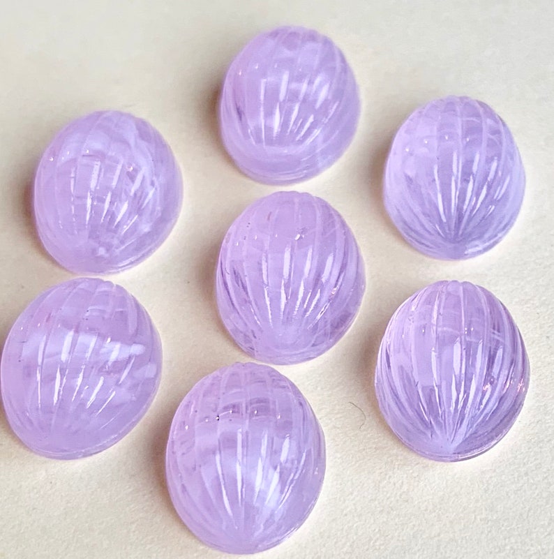 6 Small Vintage Pink Oval Cabochons with Ridges