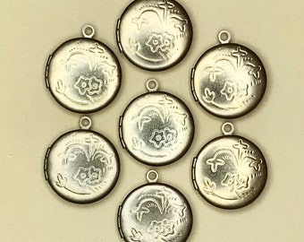 6 medallones grandes de latón dorado redondo de 3/4 pulgadas con diseño floral para hacer joyas, colgantes, fotos