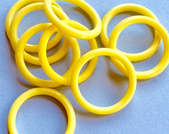 10 Smaller Vintage Lucite Yellow Circle Beads 25mm