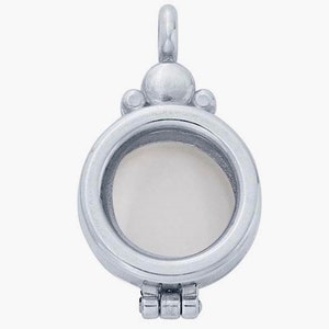 Locket Sterling Silver Pequeño redondo colgante de vidrio flotante