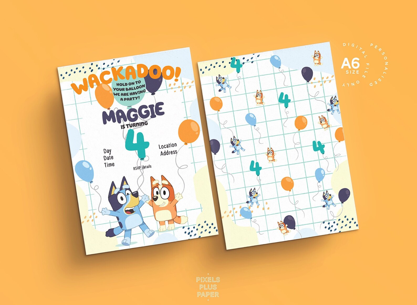 A6 Bluey Personalised Birthday Party Invitation Printable | Etsy