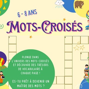 Mots-croisés pour enfants 6-8 ans !  Cahier d&#39;activités pour enfants.