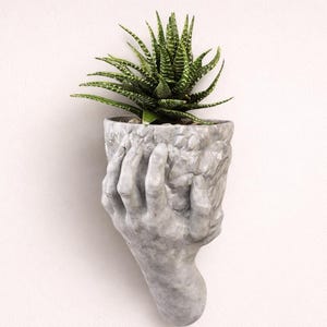 3D Printed Hand Holding Planter: Modern Wall Vase, Art Decor