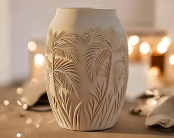 Tropical Vase: 3D Printed Palm Tree Planter, Artistic Home Decor