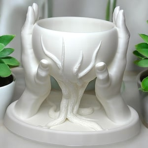 3D gedruckte Hände die Baumpflanzer halten: Moderner Sukkulententopf