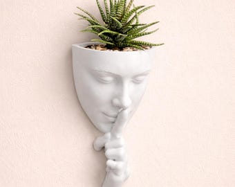 Macetero de pared Silent Face: Jarrón minimalista moderno, decoración del hogar