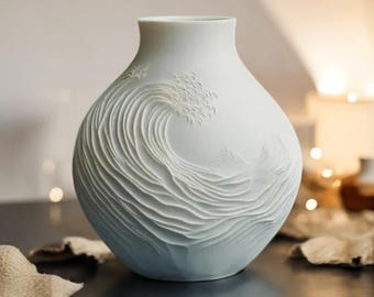 Ocean Waves Vase: 3D Printed Coastal Decor Planter
