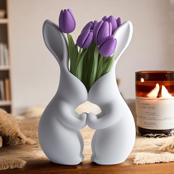 Cloud Bunny Vase: Artistic Home Decor, Unique Planter