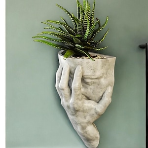 3D Printed Hand-Shaped Wall Planter: Modern Indoor Decor