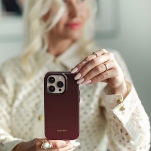 Funda para teléfono con degradado rojo granate oscuro / Funda para iPhone 16, 15, 14, 13 y 12 Pro Max de otoño / Funda para iPhone Samsung / Funda para Huawei / Funda navideña de invierno burdeos