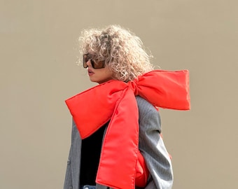 Orange Bow Shoulder Bag – Oversized Statement Bag