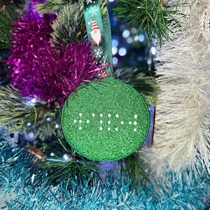 Decoração de árvore de Natal personalizada/personalizada tátil em Braille