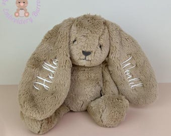 Custom/Personalised Baby's Name Embroidered on Plush Bunny Rabbit's Ear, Newborn Baby Present, Baby Shower Gift, Sleep Aid/Comforter,