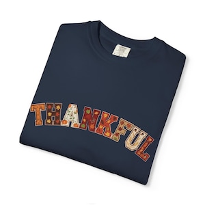 Thankful PNG, Varsity Faux Embroidery Patch Letters, Autumn Design, Thanksgiving Shirt, Fall Season, Christian gift, Thankful mama