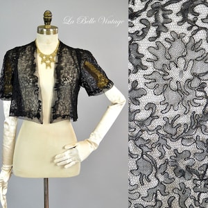 1930s Alencon Lace Bolero Vintage Black Art Deco Jacket