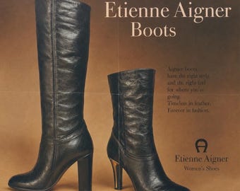 1978 Etienne Aigner hautes bottes en cuir ~ bottes d'équitation noires vintage US 8 ~ talons hauts souples et doux