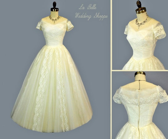 William Cahill 1950s Wedding Dress S Xs Vintage Off Shoulder Etsy