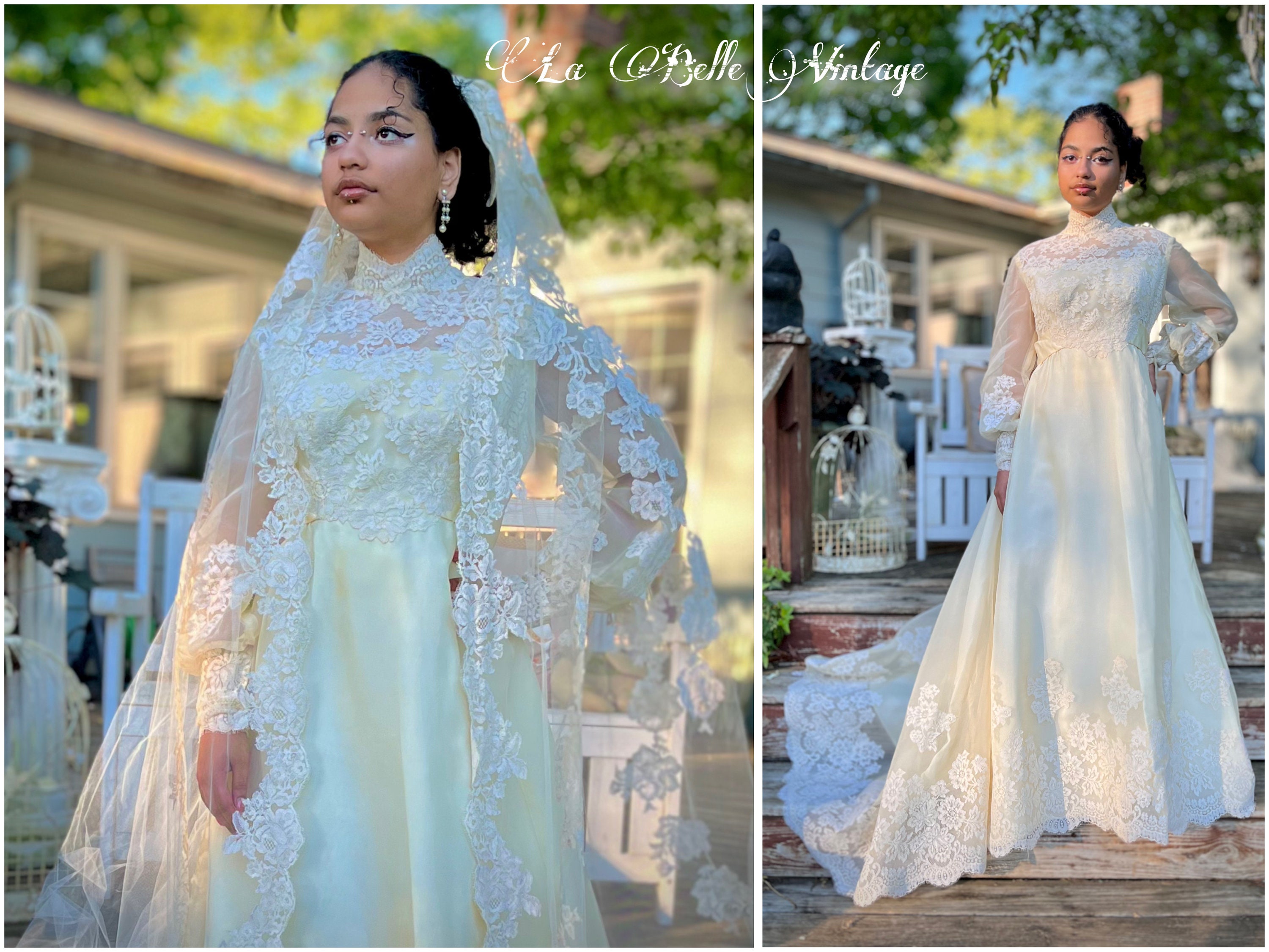 Gown #349 ~ Early 1970's (c. 1971-72) Ivory Chiffon