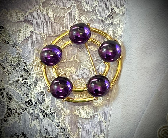 Pierre Cardin Brooch ~ Vintage 1980s Purple Viole… - image 3