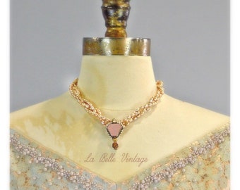 Echo of the Dreamer Pink Pearl Statement Necklace ~ Sterling Silver ~ Citrine & Rose Quartz